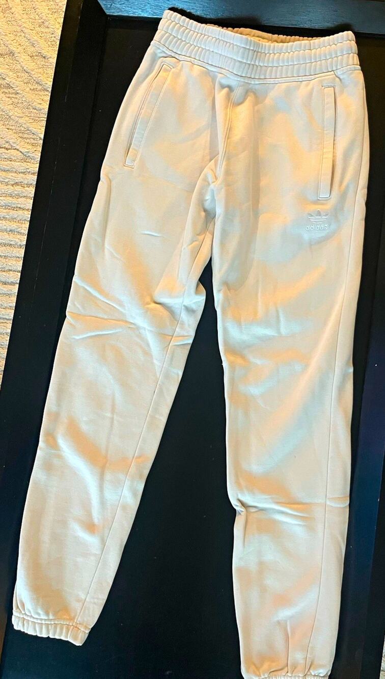 adidas Originals Men’s Fleece Jogger Pants White S Drawstring Pockets